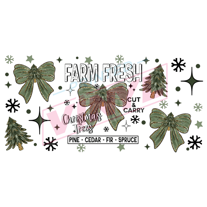 Libbey Can Wrap 16oz - Ink Transfers | Farm Fresh Trees & Bows | from The Glitter Guy