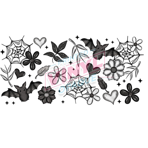 Libbey Can Wrap 16oz - Ink Transfers |Flower Web Bats | from The Glitter Guy