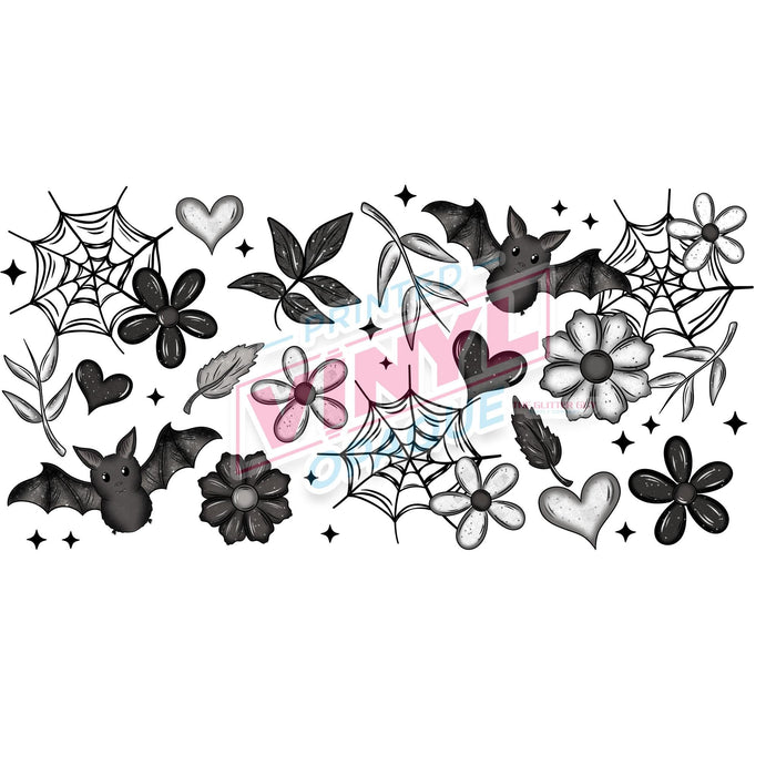 Libbey Can Wrap 16oz - Ink Transfers |Flower Web Bats | from The Glitter Guy