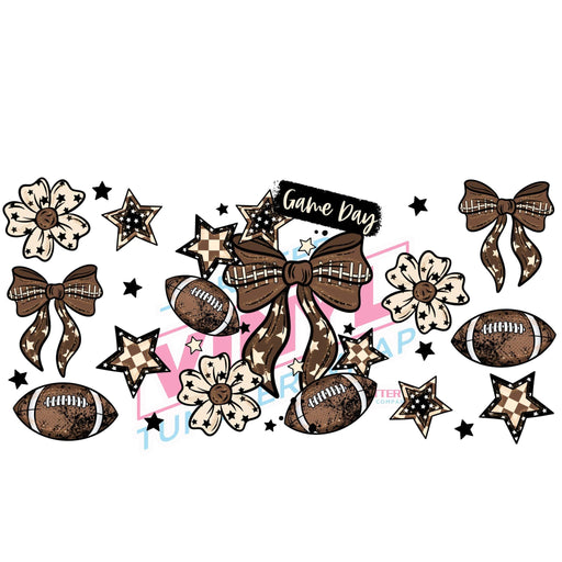 Libbey Can Wrap 16oz - Ink Transfers | Game Day Bows | from The Glitter Guy