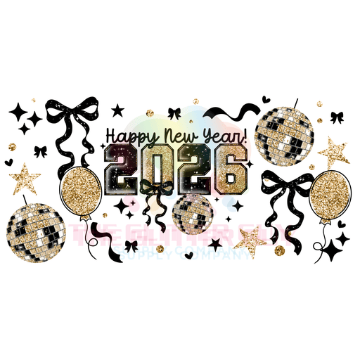Libbey Can Wrap 16oz - Ink Transfers | Happy New Year 2026 | from The Glitter Guy