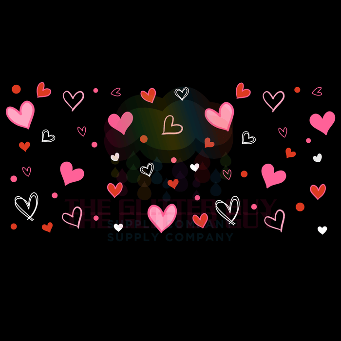 Libbey Can Wrap 16oz - Ink Transfers | Hearts | from The Glitter Guy