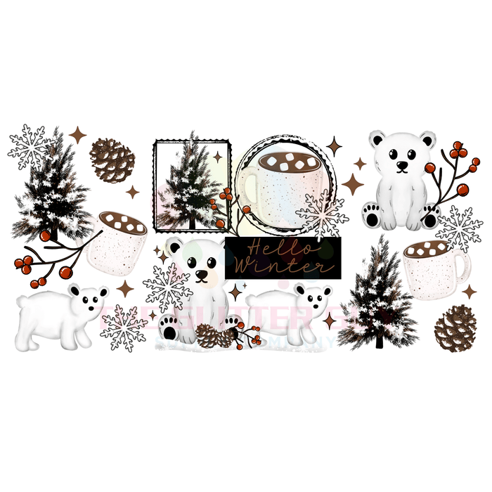 Libbey Can Wrap 16oz - Ink Transfers |Hello Winter Bears | from The Glitter Guy
