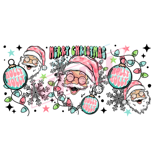 Libbey Can Wrap 16oz - Ink Transfers | Holly Jolly Santa 339 | from The Glitter Guy