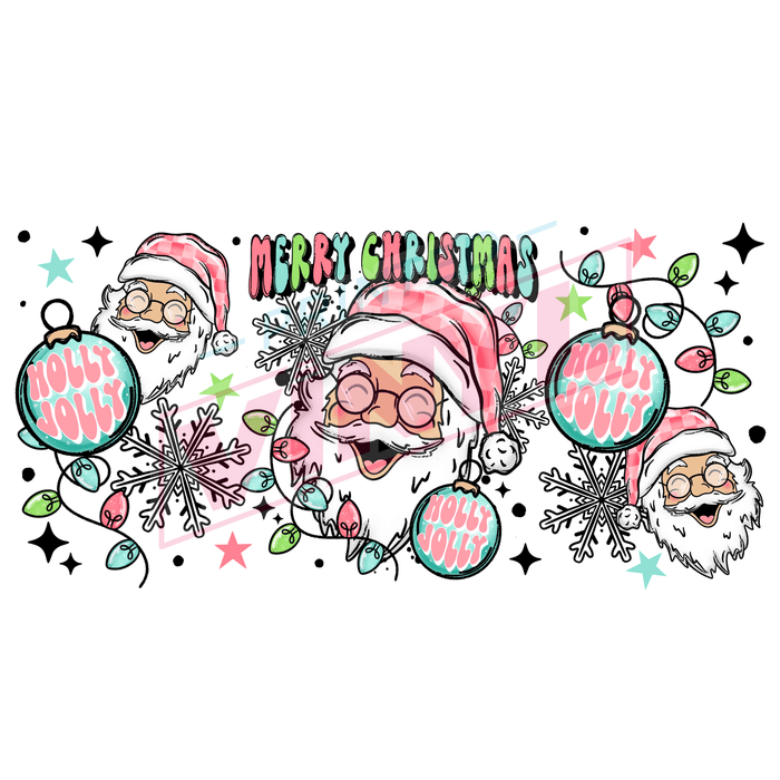 Libbey Can Wrap 16oz - Ink Transfers | Holly Jolly Santa 339 | from The Glitter Guy