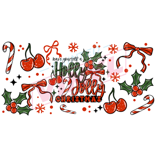 Libbey Can Wrap 16oz - Ink Transfers | Holly Jolly | from The Glitter Guy