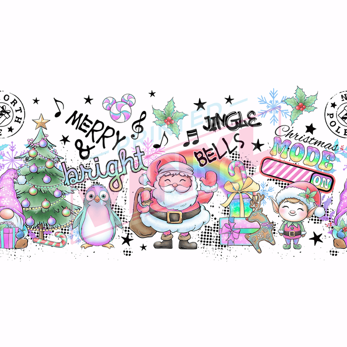 Libbey Can Wrap 16oz - Ink Transfers | Jingle Bells Pastel | from The Glitter Guy