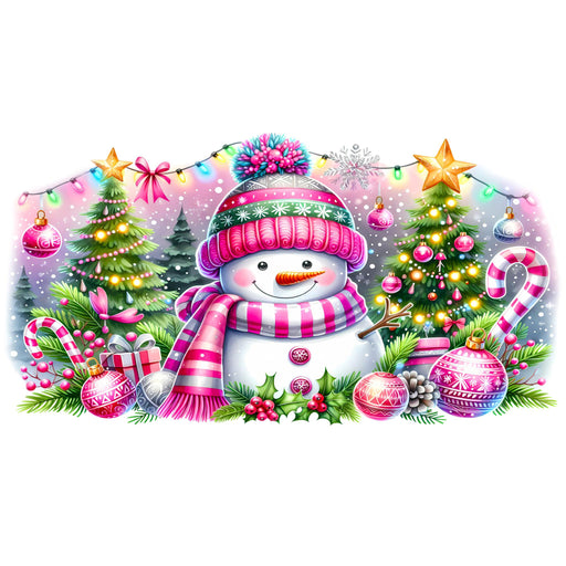 Libbey Can Wrap 16oz - Ink Transfers | Jolly Pink Snowman | from The Glitter Guy