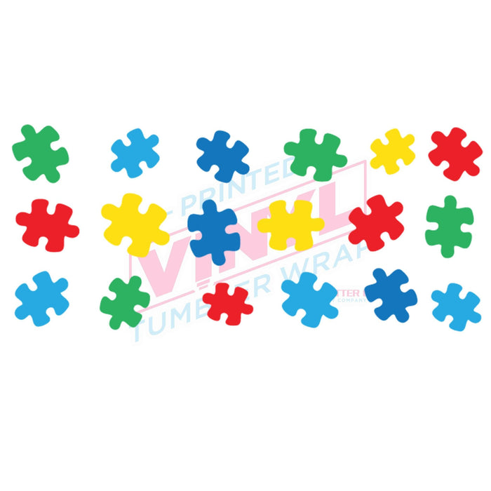 Libbey Can Wrap 16oz - Ink Transfers |Large Puzzle Pieces | from The Glitter Guy