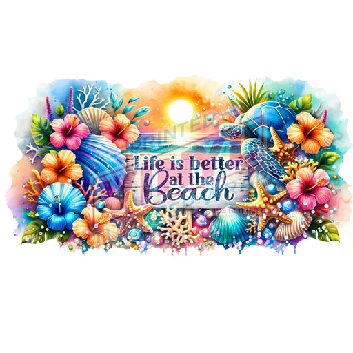 Libbey Can Wrap 16oz - Ink Transfers | Life Is Better At Beach Turtle | from The Glitter Guy