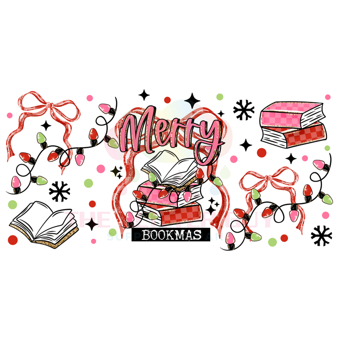 Libbey Can Wrap 16oz - Ink Transfers |Merry Bookmas | from The Glitter Guy
