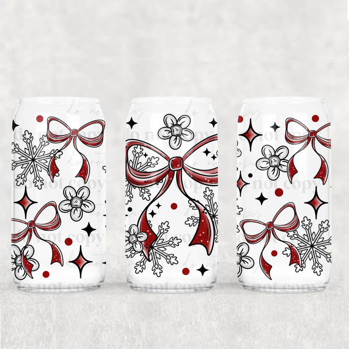 Libbey Can Wrap 16oz - Ink Transfers | Merry Bows | UVDTF from The Glitter Guy