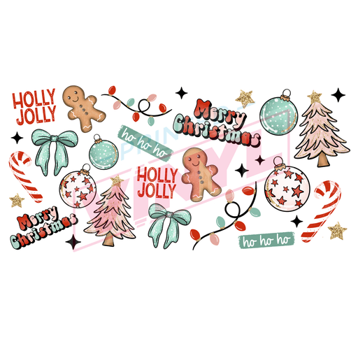 Libbey Can Wrap 16oz - Ink Transfers | Merry Christmas Collage | from The Glitter Guy