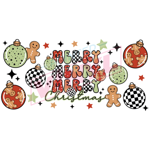 Libbey Can Wrap 16oz - Ink Transfers | Merry Christmas Green | from The Glitter Guy