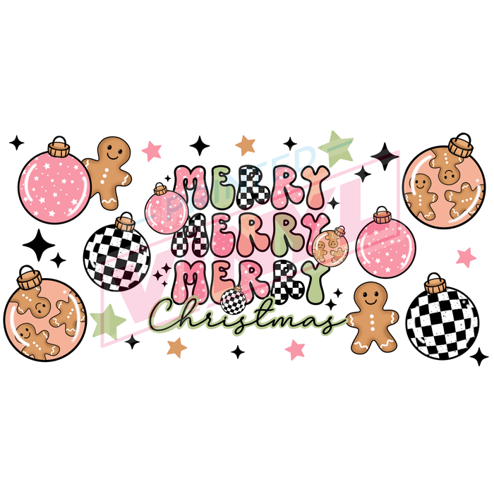 Libbey Can Wrap 16oz - Ink Transfers | Merry Christmas Pink | from The Glitter Guy