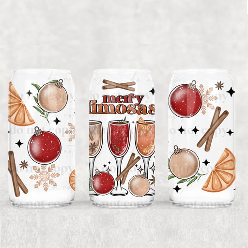 Libbey Can Wrap 16oz - Ink Transfers | Merry Mimosas | UVDTF from The Glitter Guy