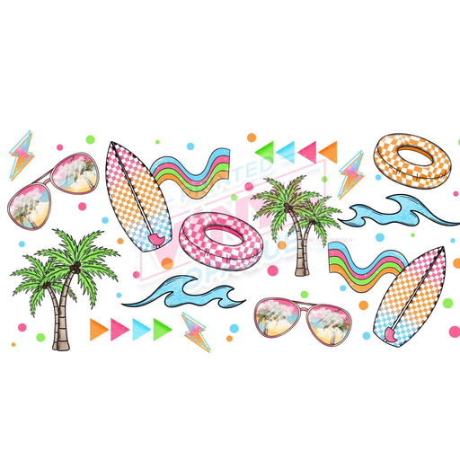 Libbey Can Wrap 16oz - Ink Transfers | Neon Summer | UVDTF from The Glitter Guy