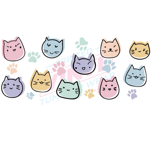 Libbey Can Wrap 16oz - Ink Transfers | Pastel Cats | from The Glitter Guy