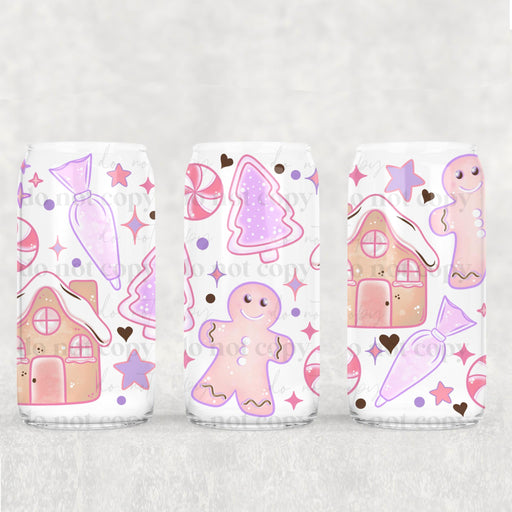 Libbey Can Wrap 16oz - Ink Transfers | Pastel Gingerbread | UVDTF from The Glitter Guy