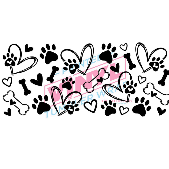 Libbey Can Wrap 16oz - Ink Transfers | Paw Print Love | from The Glitter Guy