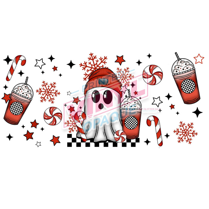 Libbey Can Wrap 16oz - Ink Transfers | Peppermint Ghostie | from The Glitter Guy