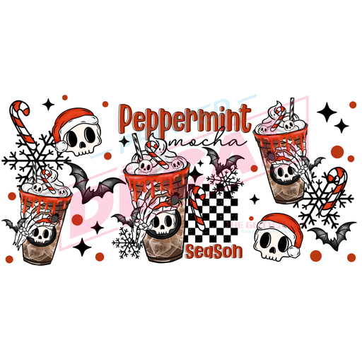 Libbey Can Wrap 16oz - Ink Transfers | Peppermint Mocha Season | from The Glitter Guy