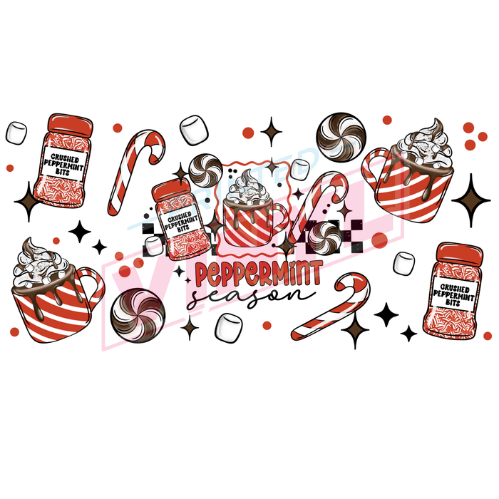 Libbey Can Wrap 16oz - Ink Transfers | Peppermint Party | from The Glitter Guy