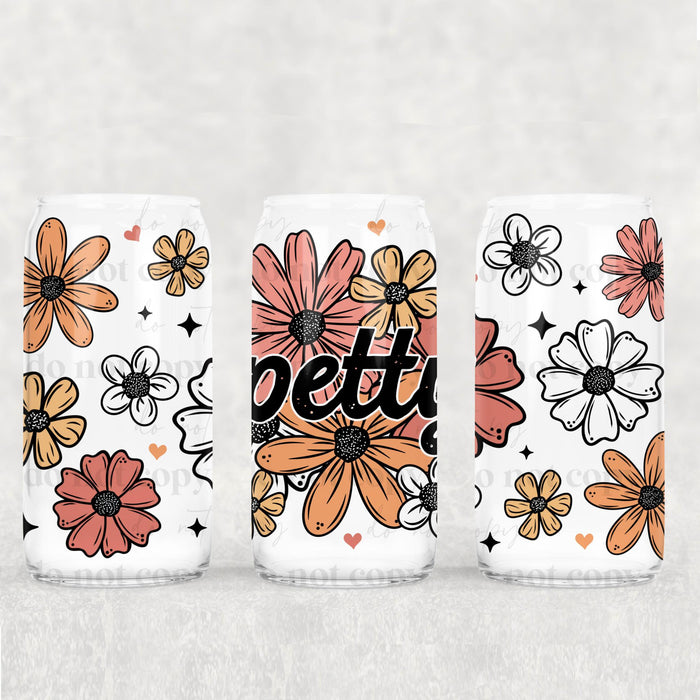 Libbey Can Wrap 16oz - Ink Transfers |Petty Floral | from The Glitter Guy