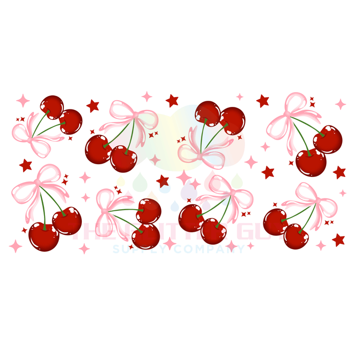Libbey Can Wrap 16oz - Ink Transfers |Pink Cherries | from The Glitter Guy