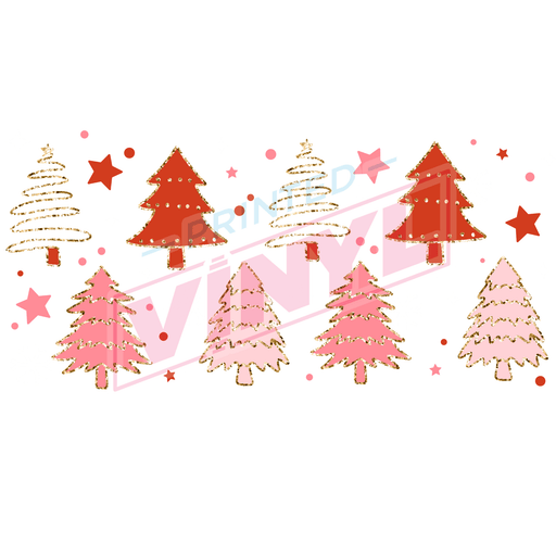 Libbey Can Wrap 16oz - Ink Transfers | Pink Trees | from The Glitter Guy
