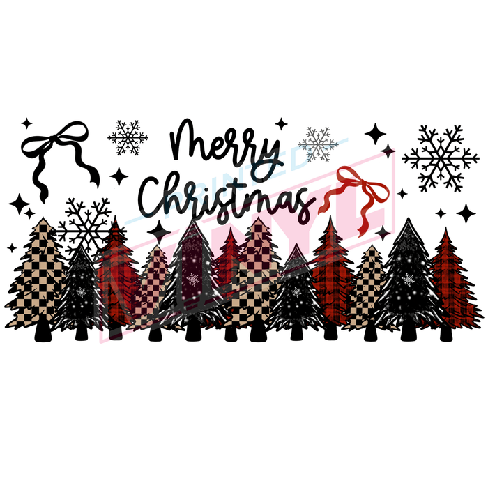 Libbey Can Wrap 16oz - Ink Transfers | Plaid Trees | from The Glitter Guy