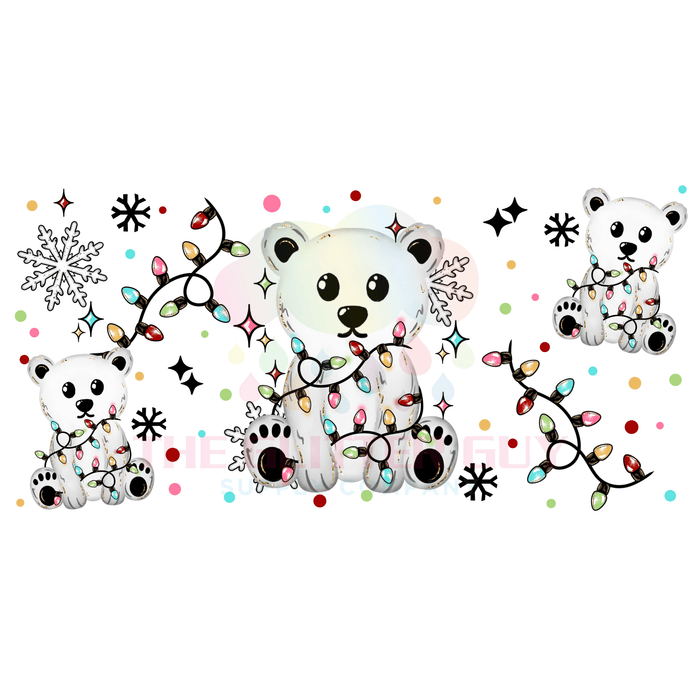 Libbey Can Wrap 16oz - Ink Transfers |Polar Bear Lights | from The Glitter Guy