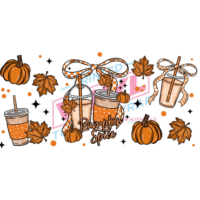 Libbey Can Wrap 16oz - Ink Transfers | Pumpkin Spice Bow | from The Glitter Guy