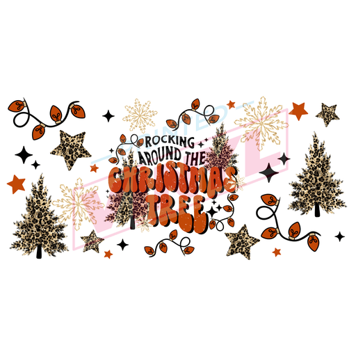 Libbey Can Wrap 16oz - Ink Transfers | Rockin Around Tree | from The Glitter Guy
