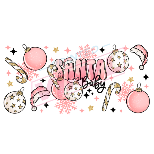 Libbey Can Wrap 16oz - Ink Transfers | Santa Baby Pink | from The Glitter Guy