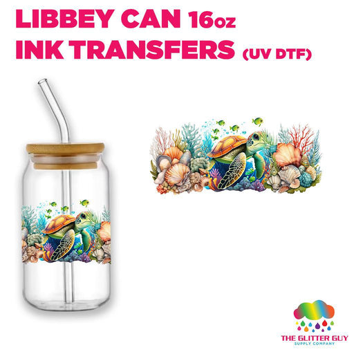 Libbey Can Wrap 16oz - Ink Transfers | Sea Turtle | from The Glitter Guy