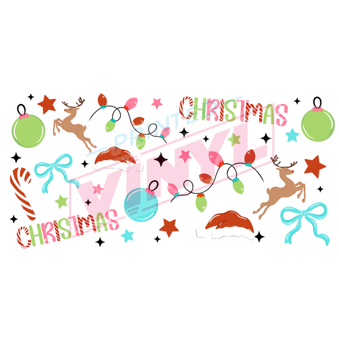 Libbey Can Wrap 16oz - Ink Transfers | Simple Christmas Colors | from The Glitter Guy