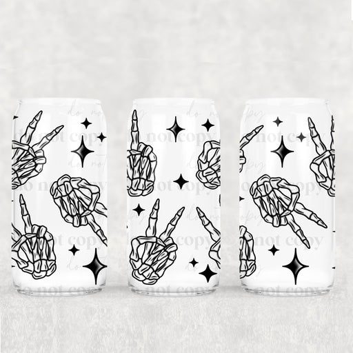 Libbey Can Wrap 16oz - Ink Transfers | Skelly Hands | from The Glitter Guy