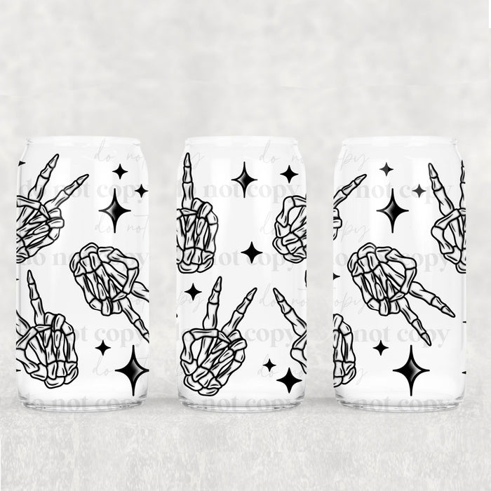 Libbey Can Wrap 16oz - Ink Transfers | Skelly Hands | from The Glitter Guy