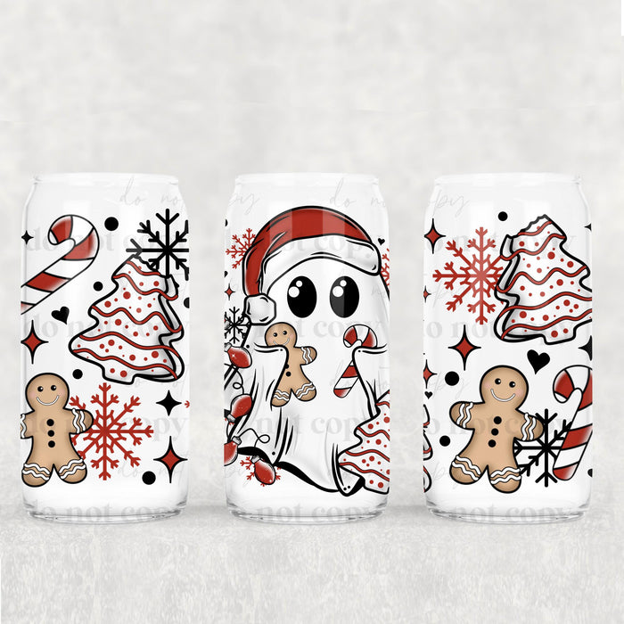 Libbey Can Wrap 16oz - Ink Transfers | Snackin' Christmas Ghostie | UVDTF from The Glitter Guy