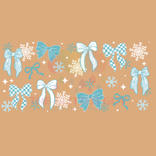 Libbey Can Wrap 16oz - Ink Transfers |Snowflake Bows | from The Glitter Guy