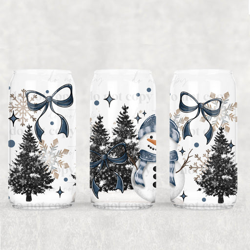 Libbey Can Wrap 16oz - Ink Transfers | Snowman Bows | UVDTF from The Glitter Guy