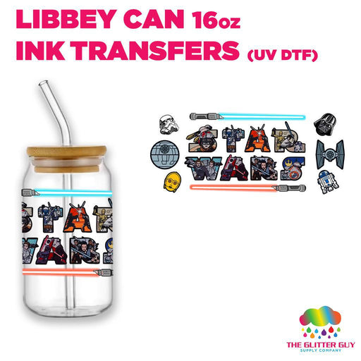 Libbey Can Wrap 16oz - Ink Transfers | Space Wars | from The Glitter Guy