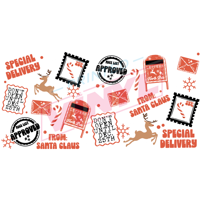 Libbey Can Wrap 16oz - Ink Transfers | Special Delivery | from The Glitter Guy