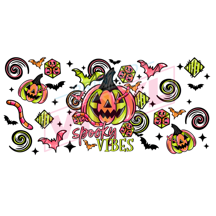 Libbey Can Wrap 16oz - Ink Transfers | Spooky Vibes Neon | from The Glitter Guy