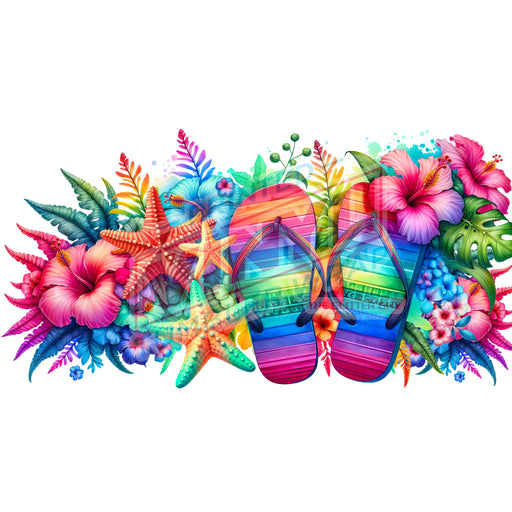 Libbey Can Wrap 16oz - Ink Transfers | Summer Flipflops | from The Glitter Guy