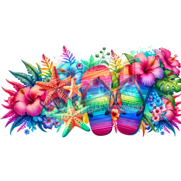 Libbey Can Wrap 16oz - Ink Transfers | Summer Flipflops | from The Glitter Guy