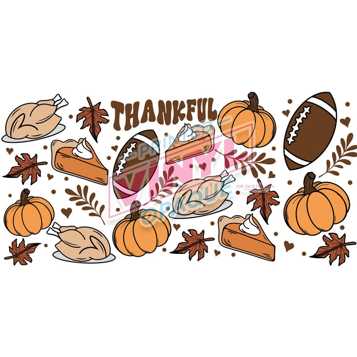 Libbey Can Wrap 16oz - Ink Transfers | Thankful | from The Glitter Guy