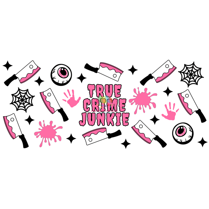 Libbey Can Wrap 16oz - Ink Transfers | True Crime Junkie Pink | from The Glitter Guy