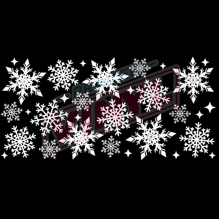 Libbey Can Wrap 16oz - Ink Transfers | White Snowflakes | from The Glitter Guy